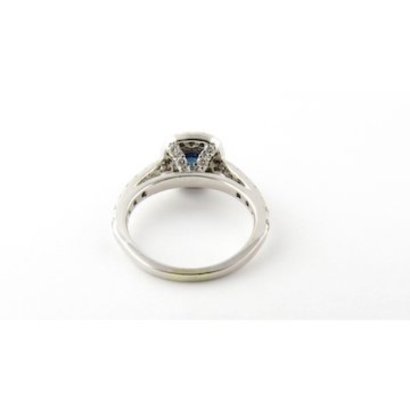Vintage 14 Karat White Gold Natural Sapphire and Diamond Ring Size 4.75 #3527 - Picture 7 of 8